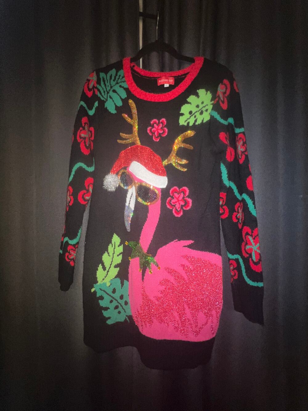 Ugly Christmas Sweater Xmas Size Large Flamingo